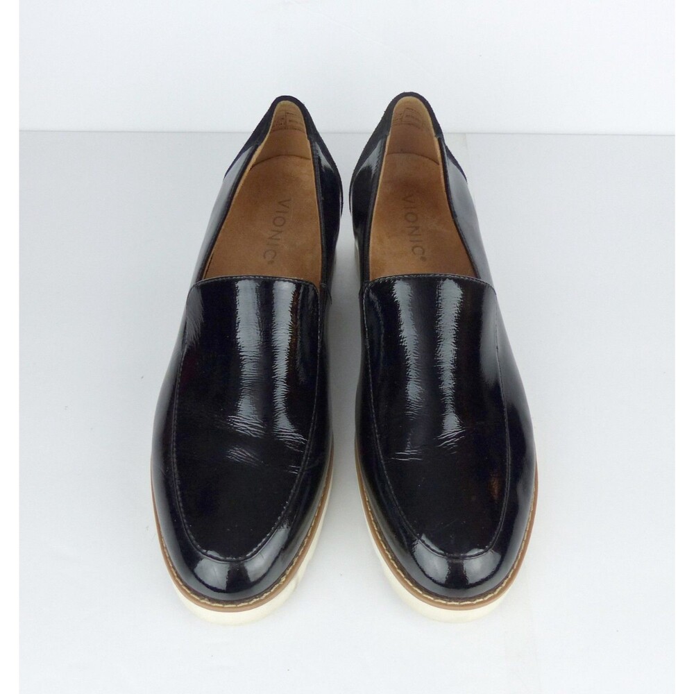 Vionic Kensley Loafers Women 8 Black Patent Leather Lug Sole Comfort Shoes - Picture 5 of 14